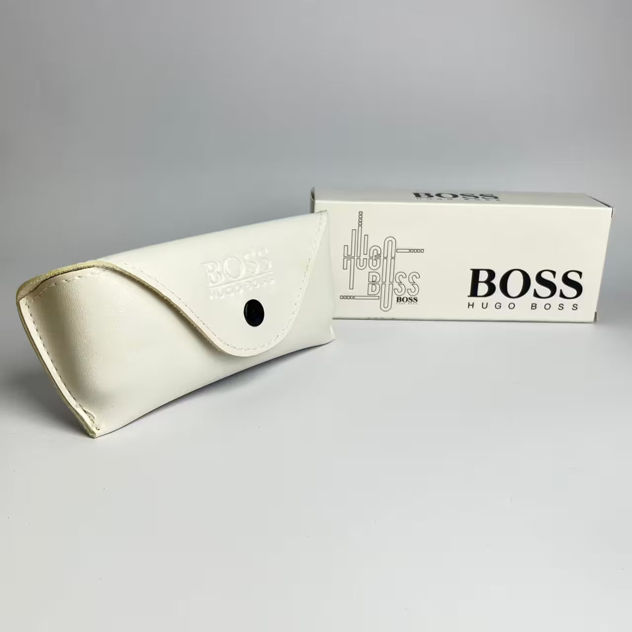 Hugo Boss Premium White Leather Glasses Case