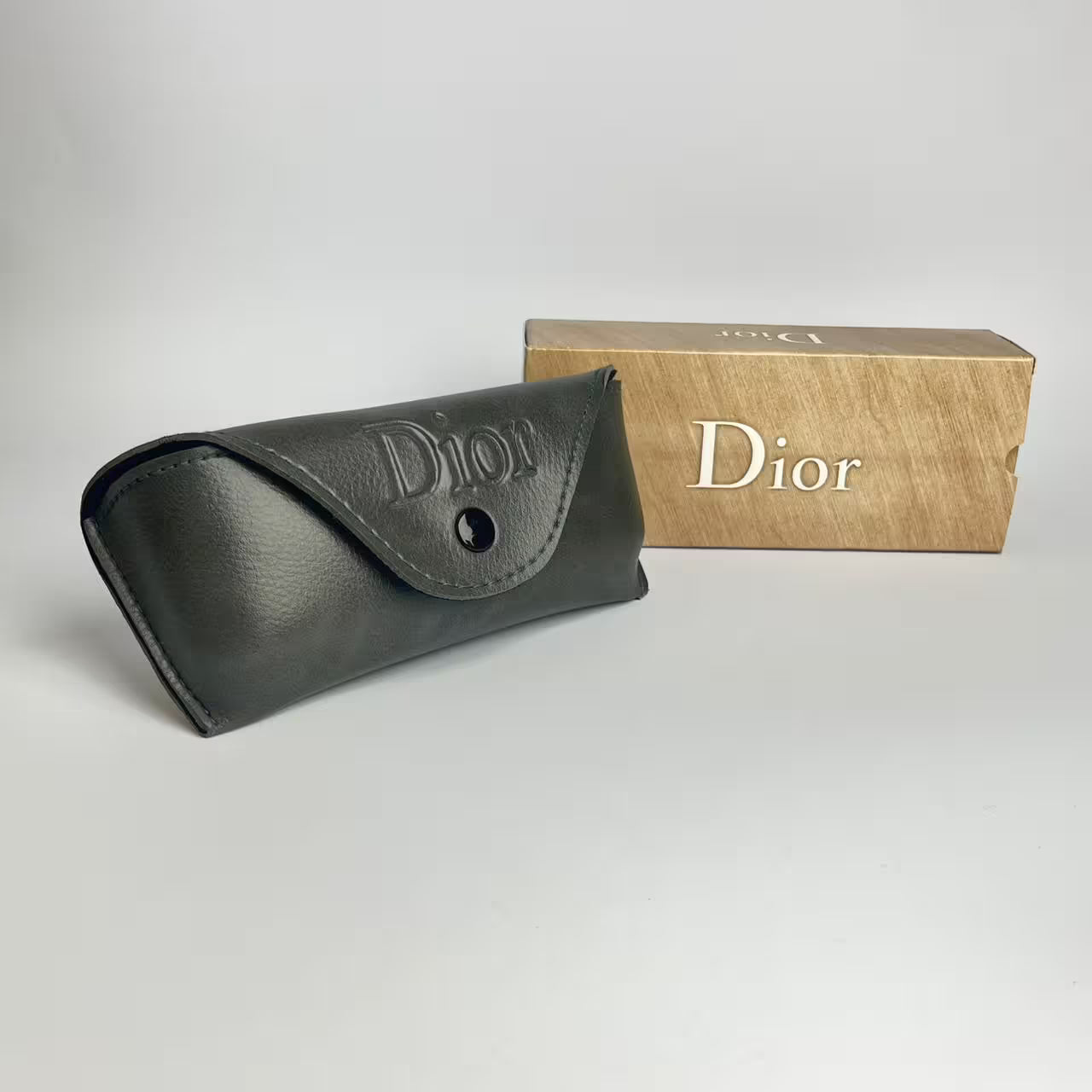 Dior Style Premium Black Leather Glasses Case