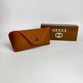 Gucci Premium Brown Leather Glasses Case