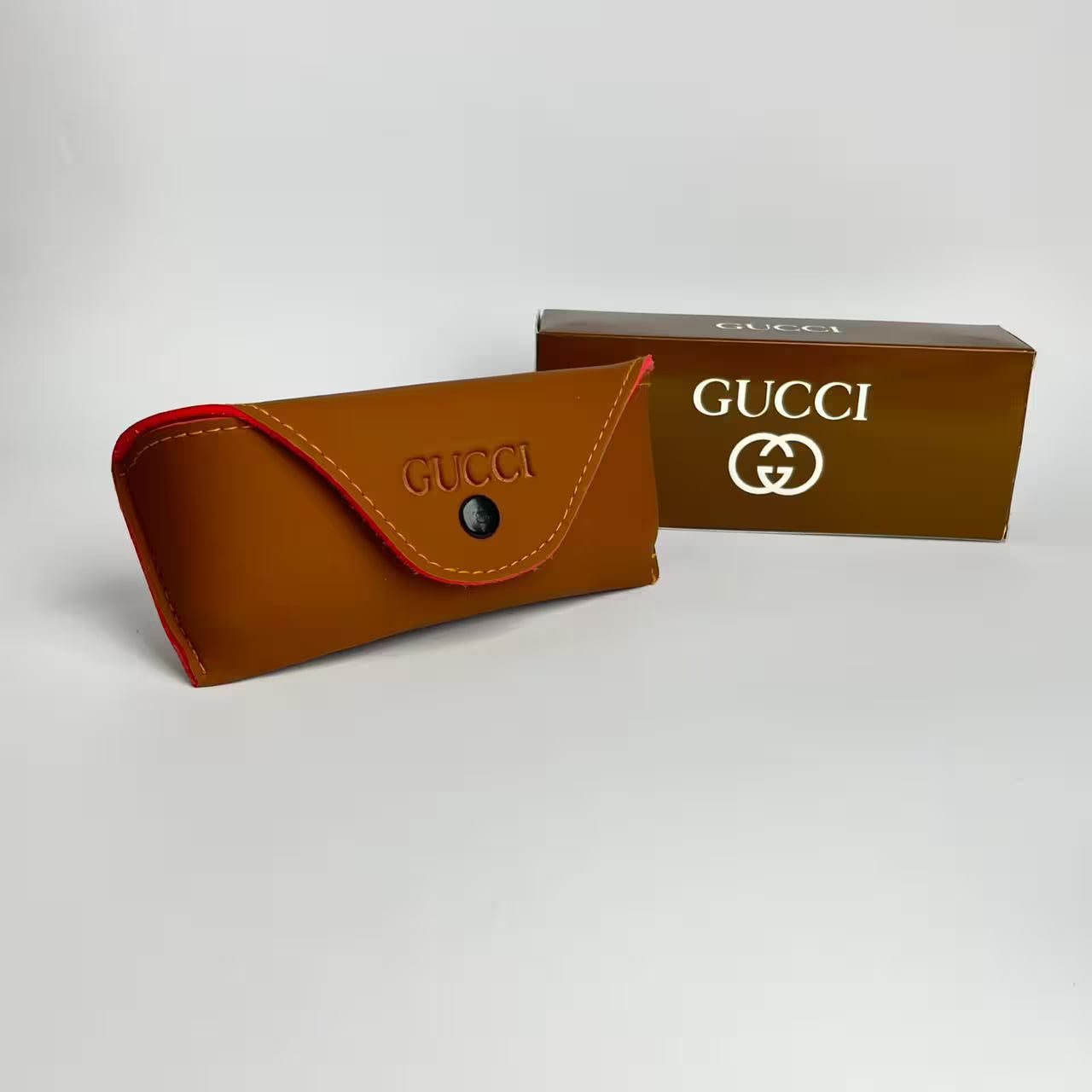 Gucci Premium Brown Leather Glasses Case