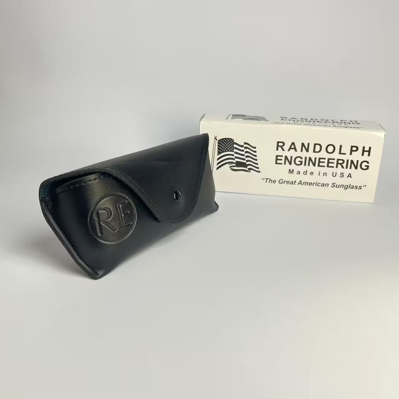 Randolph Engineering Black Glossy Leather Glasses Case