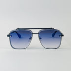 Midnight Blue Square – Premium Unisex Black Metal Sunglasses